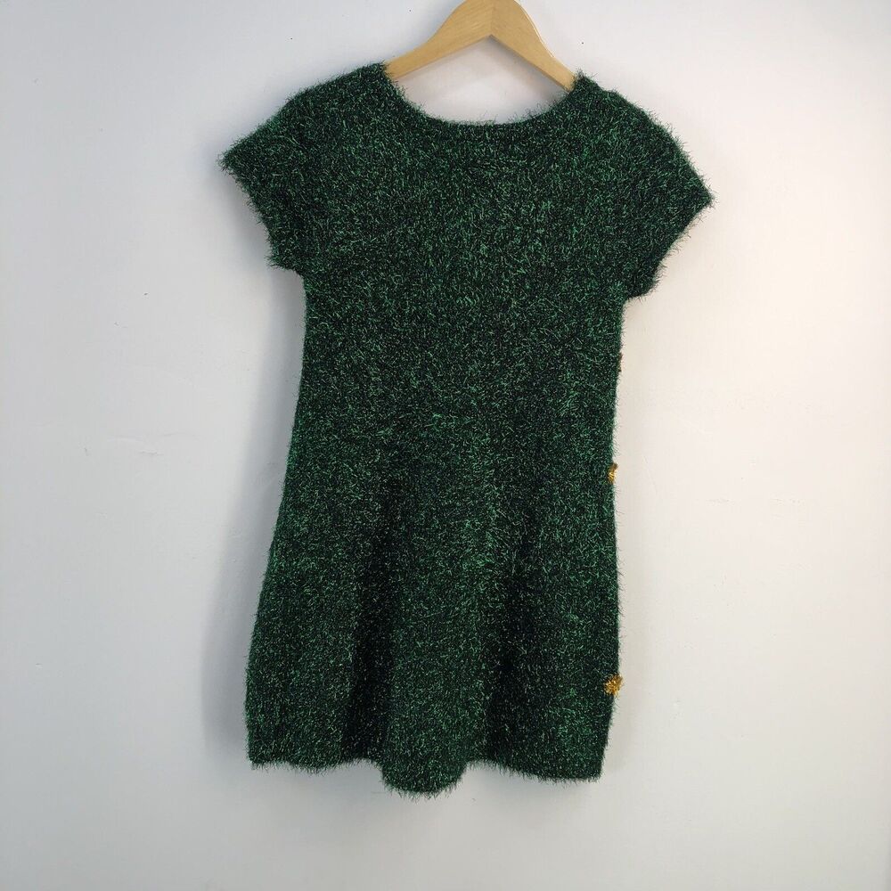 Celebrate Together Junior Dress Size S Green Sparkle Bows PomPom Knit Christmas - Picture 3 of 15